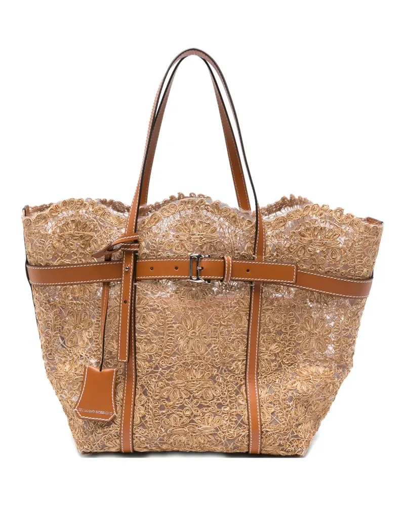 Ermanno Scervino lace-overlay tote bag - Nude Nude