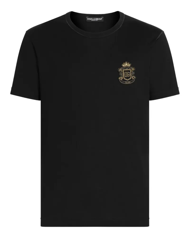 Dolce & Gabbana T-Shirt mit Wappenapplikation - Schwarz Schwarz