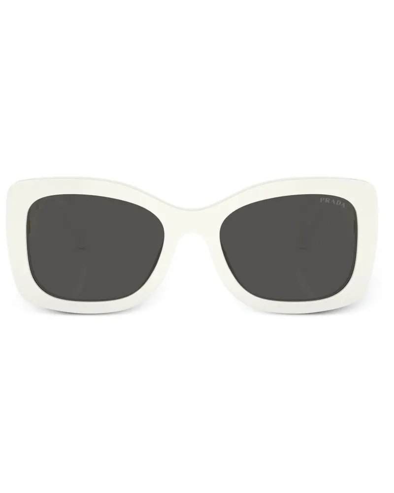 Prada Eckige Sonnenbrille mit Logo - Weiß Weiß