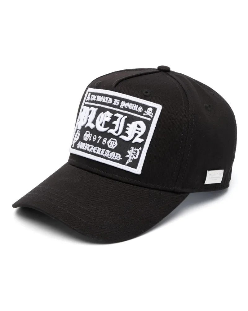Philipp Plein Baseballkappe mit Logo-Patch - Schwarz Schwarz