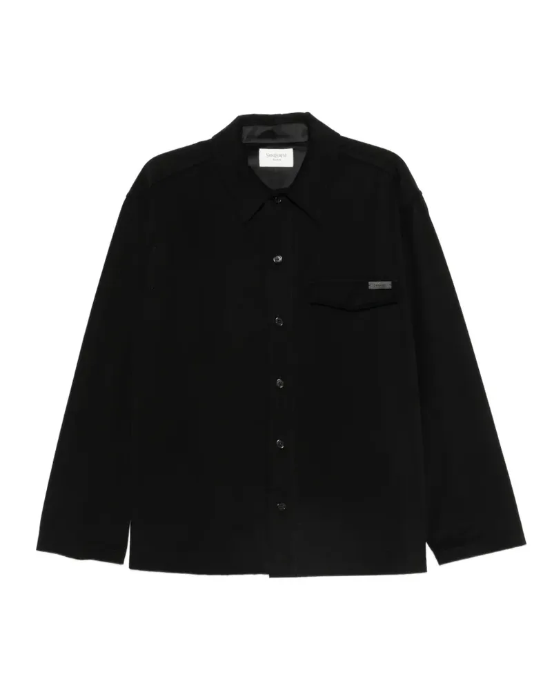 Saint Laurent Hemd mit Logo-Schild - Schwarz Schwarz
