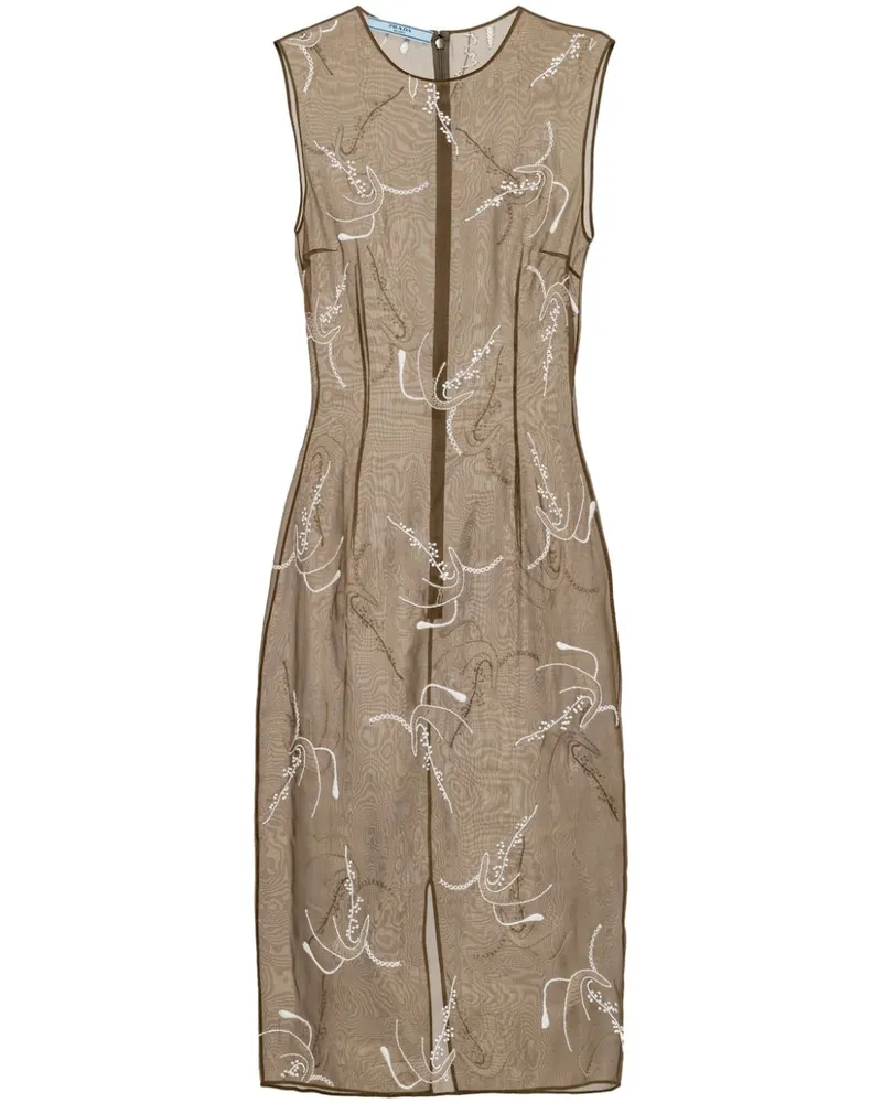 Prada Besticktes Seidenkleid - Nude Nude