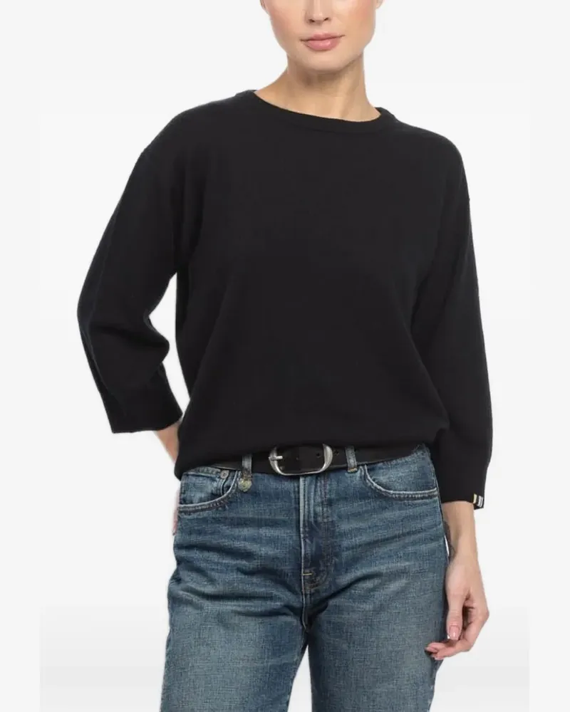extreme cashmere N°398 Jewel short-sleeve crew-neck sweater - Schwarz Schwarz