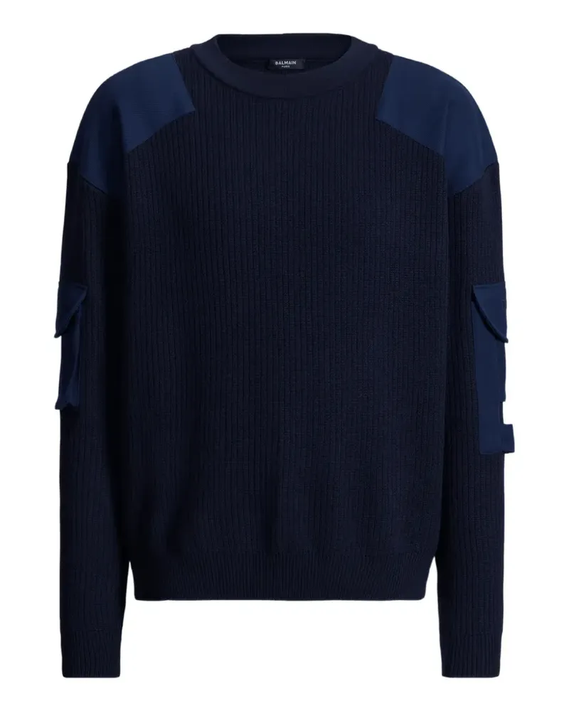 Balmain Vintage Utility-Pullover aus Wolle - Blau Blau
