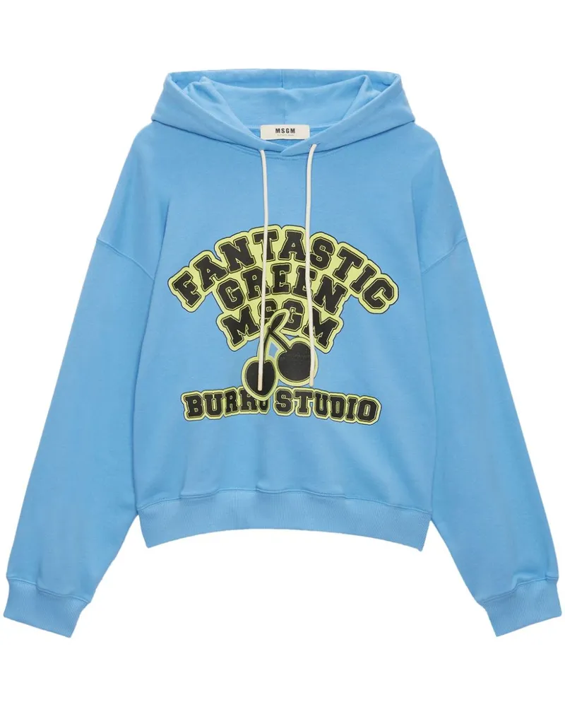 MSGM Hoodie mit Logo-Print Blau