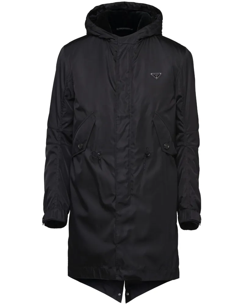 Prada Re-Nylon Kapuzenparka Schwarz