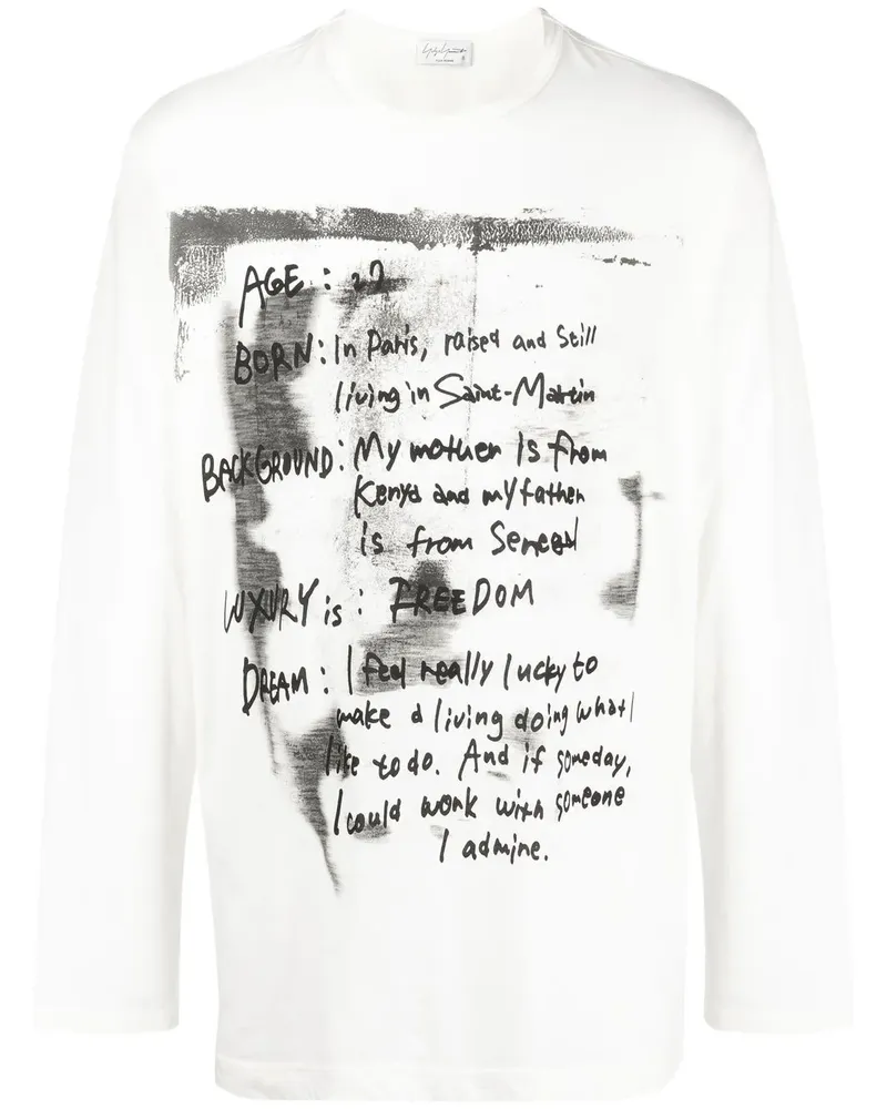 Yohji Yamamoto Pigment Langarmshirt - Weiß Weiß