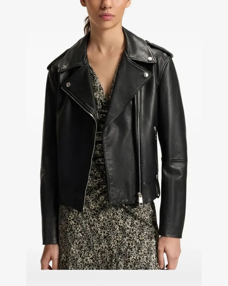 HUGO BOSS leather biker jacket - Schwarz Schwarz