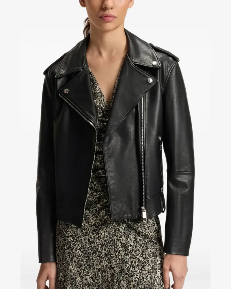 HUGO BOSS Bikerjacke aus Leder - Schwarz Schwarz