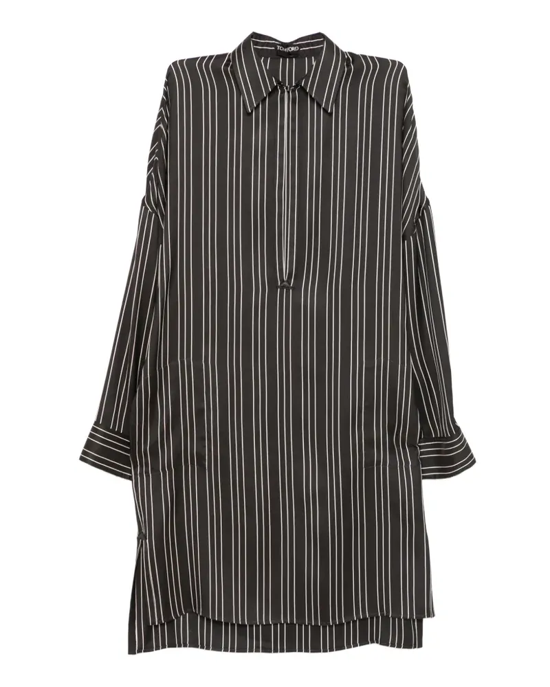 Tom Ford Gestreiftes Kleid mit V-Ausschnitt - Schwarz Schwarz