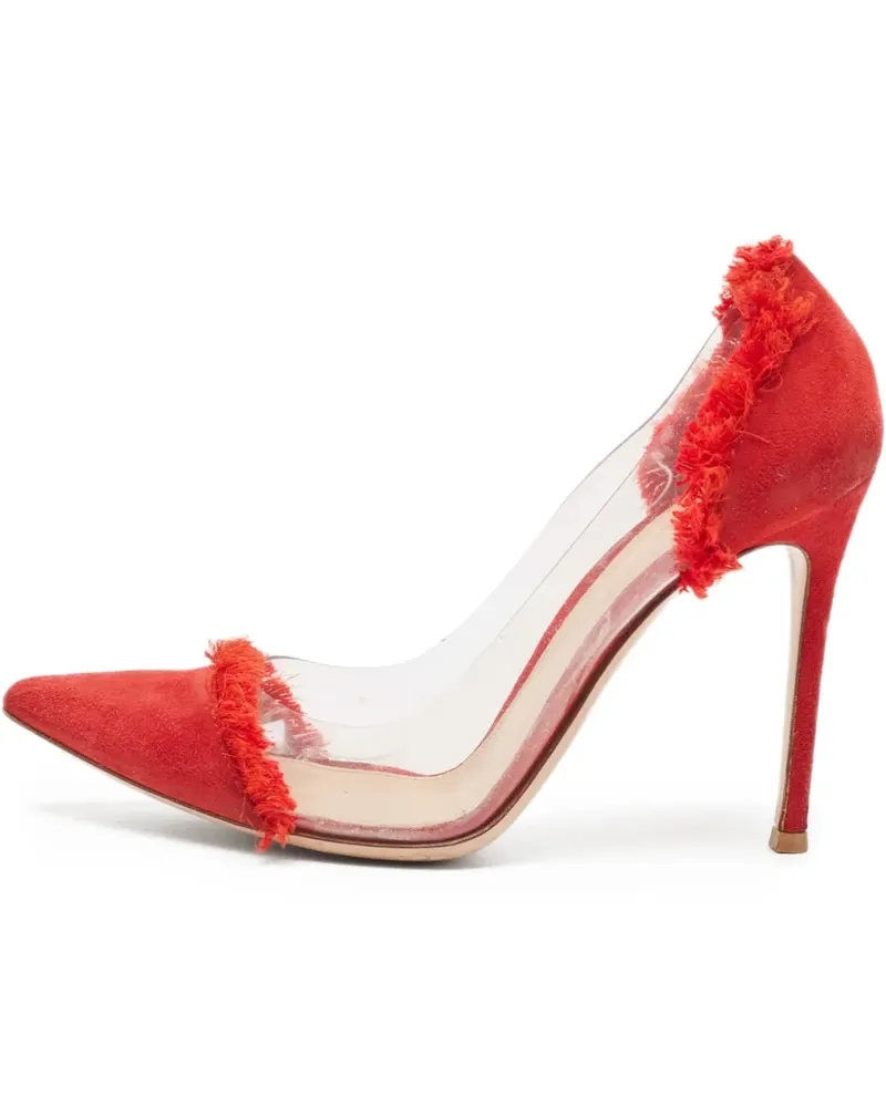Gianvito Rossi Pre-owned ausgefranste Plexi Pumps mit spitzer Kappe 110mm - Rot Rot