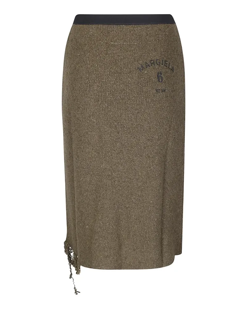 Maison Margiela logo-print distressed-hem skirt - Grün Grün