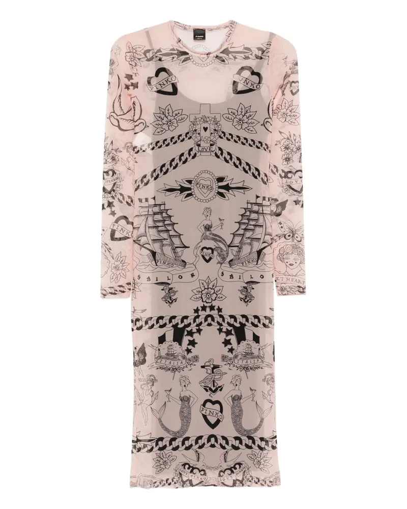 Pinko Midikleid mit Print - Nude Nude