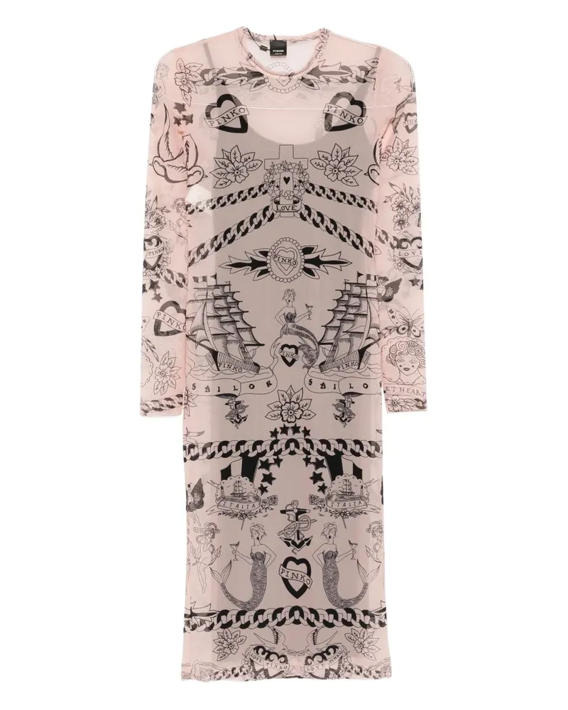 Pinko Midikleid mit Print - Nude Nude