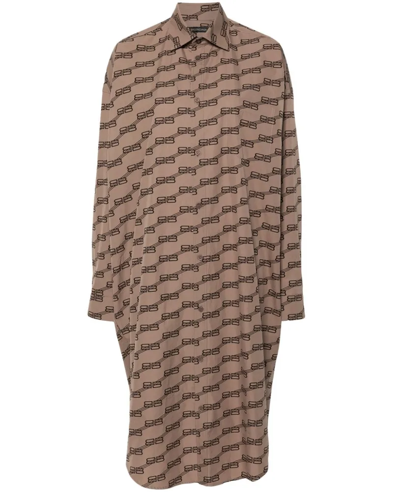 Balenciaga Hemdkleid mit Print - Nude Nude