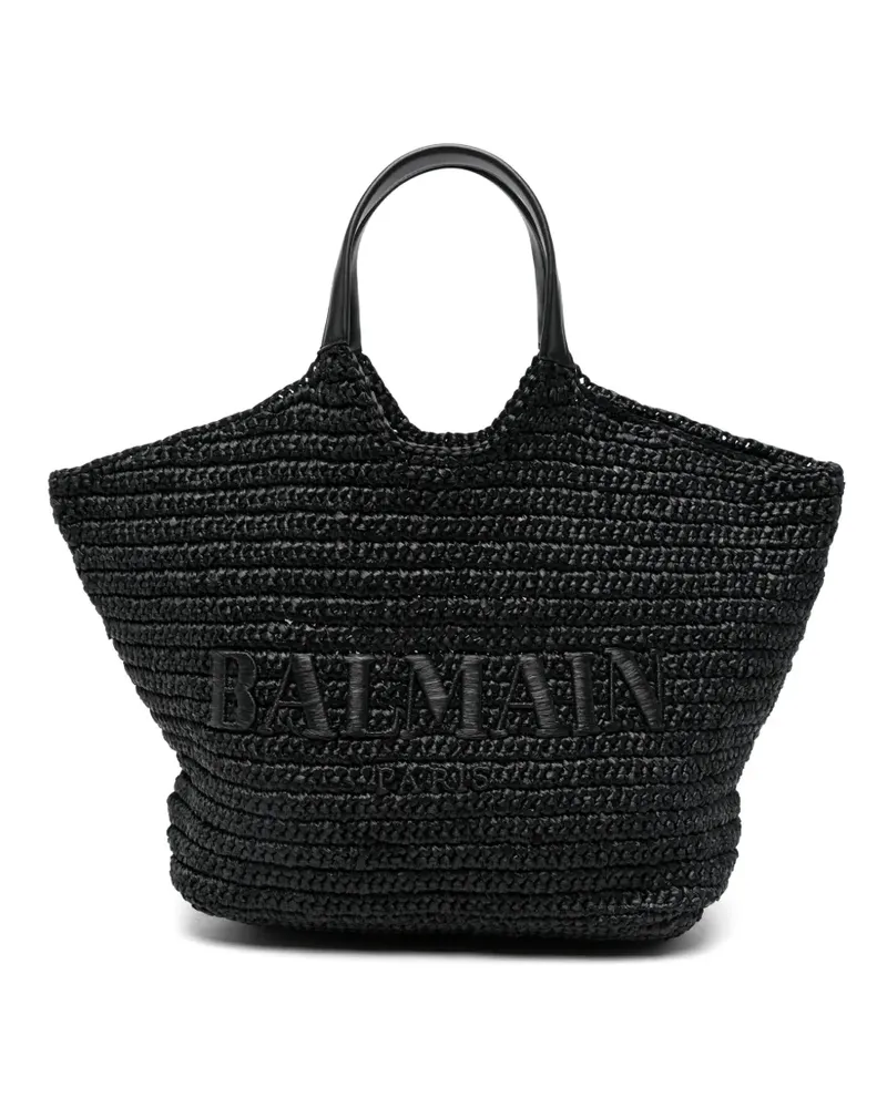Balmain Schultertasche mit Logo-Stickerei - Schwarz Schwarz