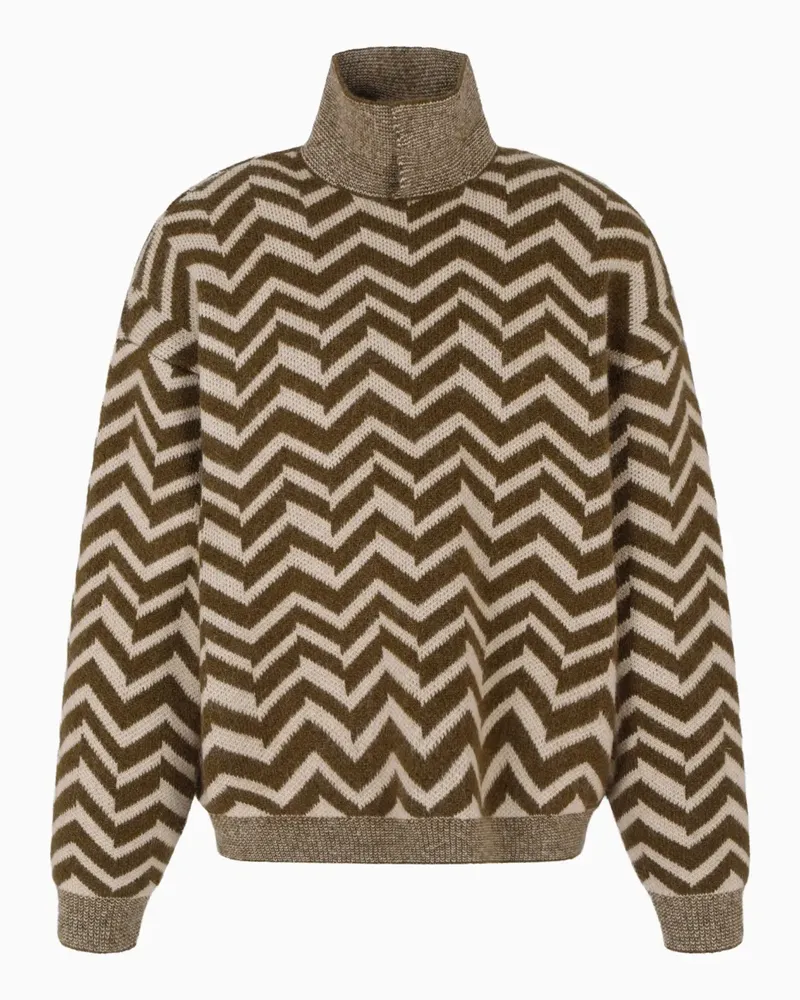 Emporio Armani Stehkragen-Pullover mit Zickzackmuster - Nude Nude