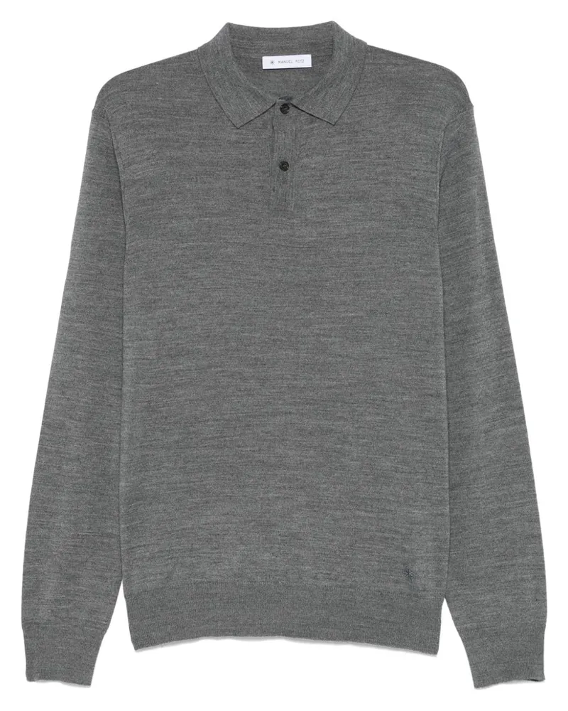 Manuel Ritz Fein gestricktes Poloshirt - Grau Grau