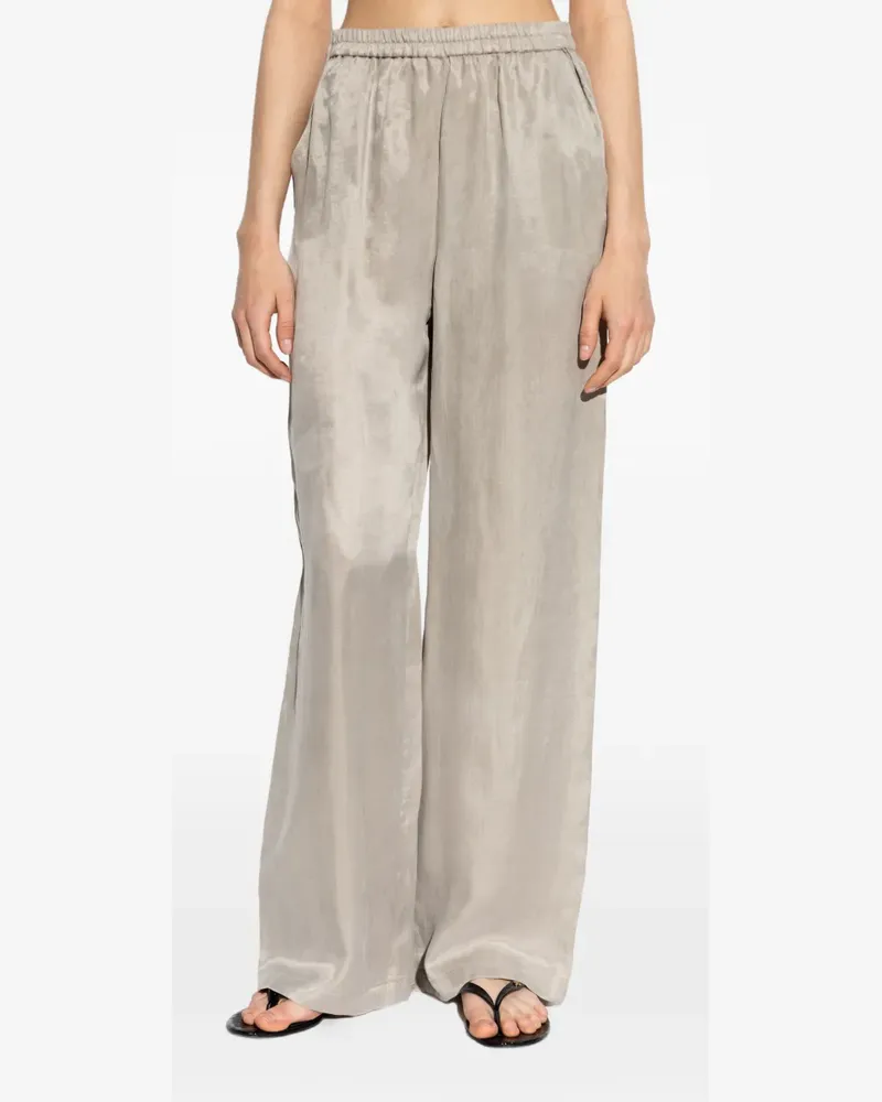 Emporio Armani satin-finish elasticated-waistband trousers - Grau Grau
