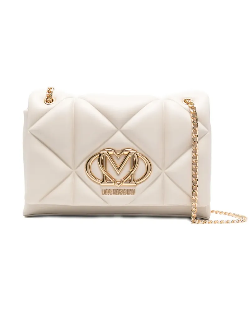 Moschino Gesteppte Schultertasche mit Logo - Nude Nude