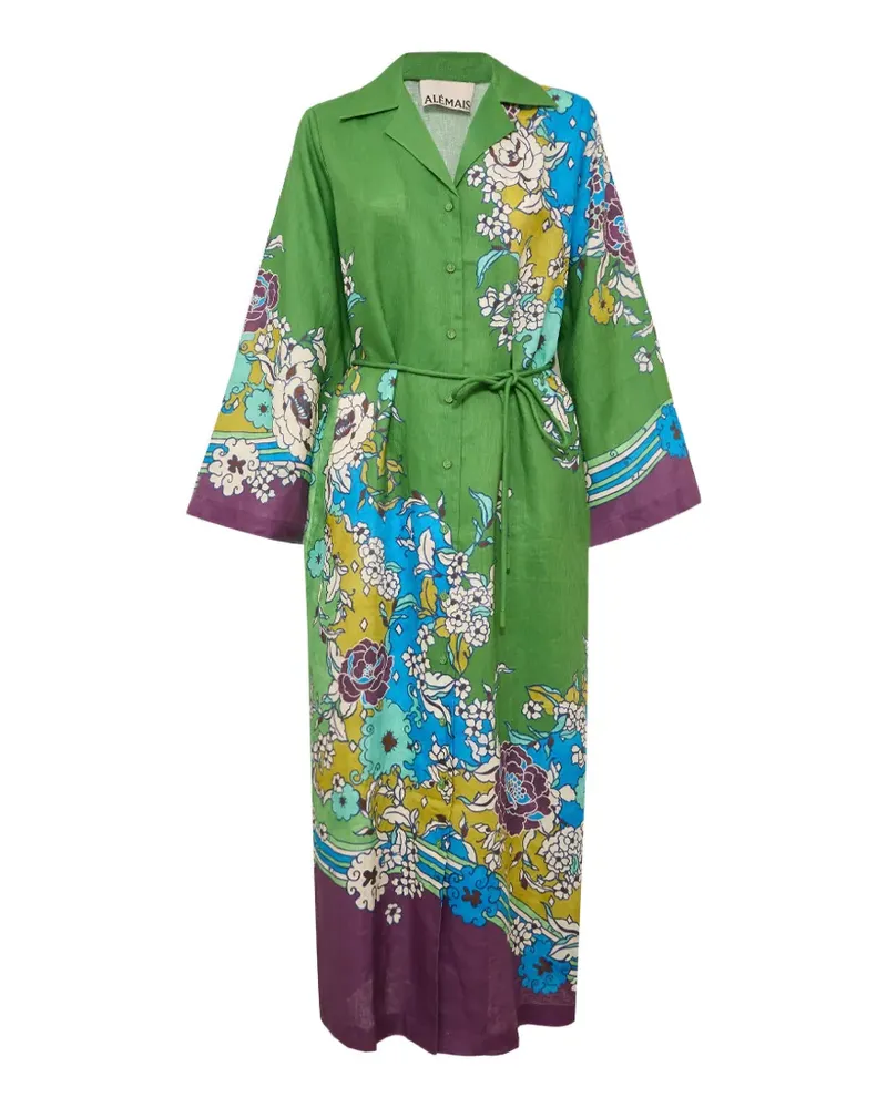 ALEMAIS Nanci floral-print maxi shirt dress - Grün Grün