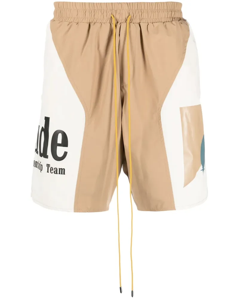 RHUDE Joggingshorts mit Logo-Print - Nude Nude