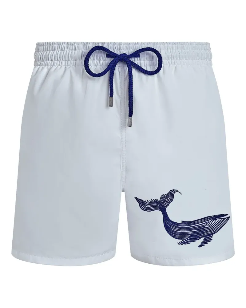 Vilebrequin Badeshorts mit Wal-Stickerei - Weiß Weiß