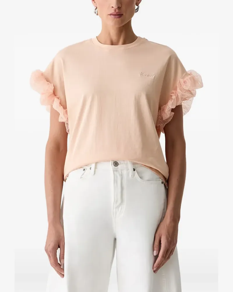 Twin-Set ruffled-sleeve T-shirt - Rosa Rosa