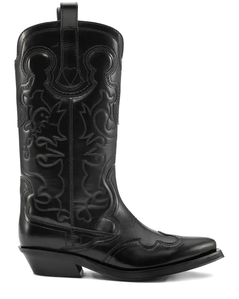 Ganni mid-shaft western boots - Schwarz Schwarz