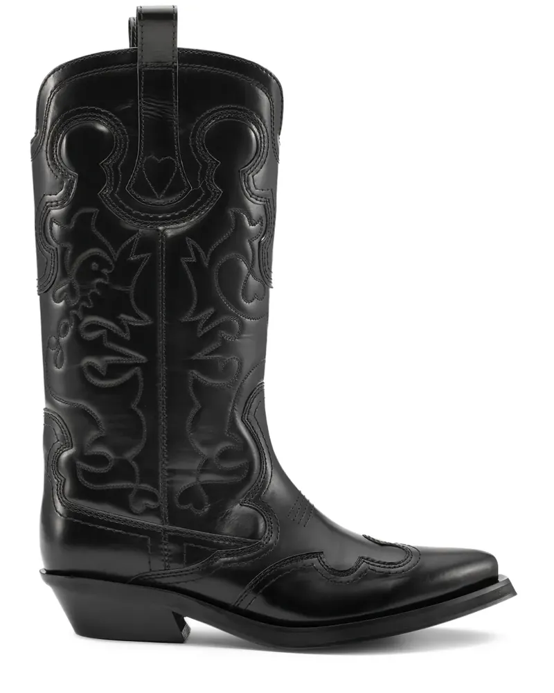 Ganni mid-shaft western boots - Schwarz Schwarz