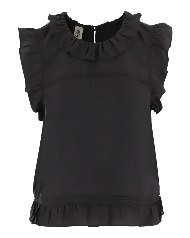 The Garment ruffled silk top - Schwarz Schwarz