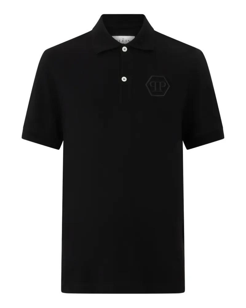 Philipp Plein Poloshirt mit Hexagon-Stickerei - Schwarz Schwarz