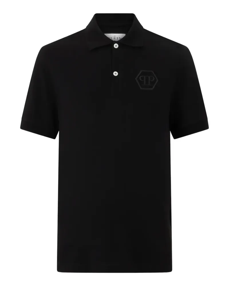Philipp Plein Poloshirt mit Hexagon-Stickerei - Schwarz Schwarz