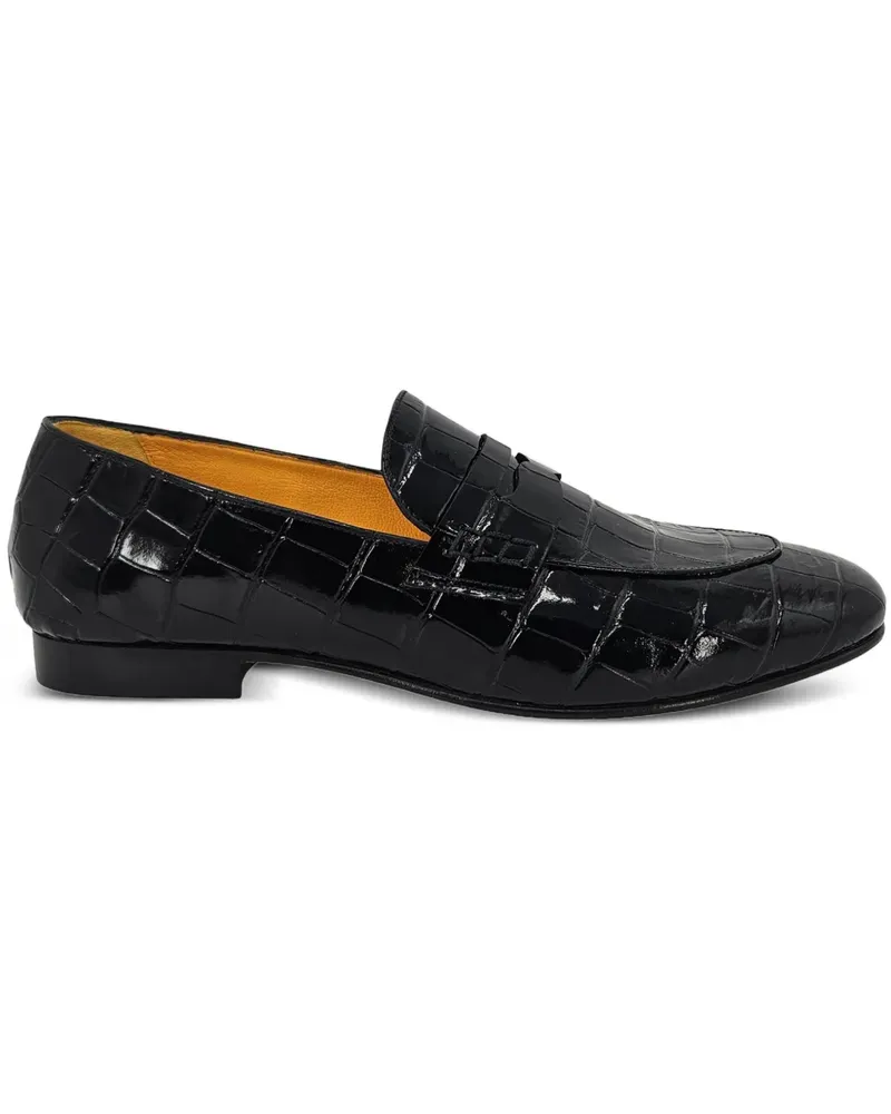 MADISON.MAISON Penny-Loafer mit Kroko-Effekt - Schwarz Schwarz