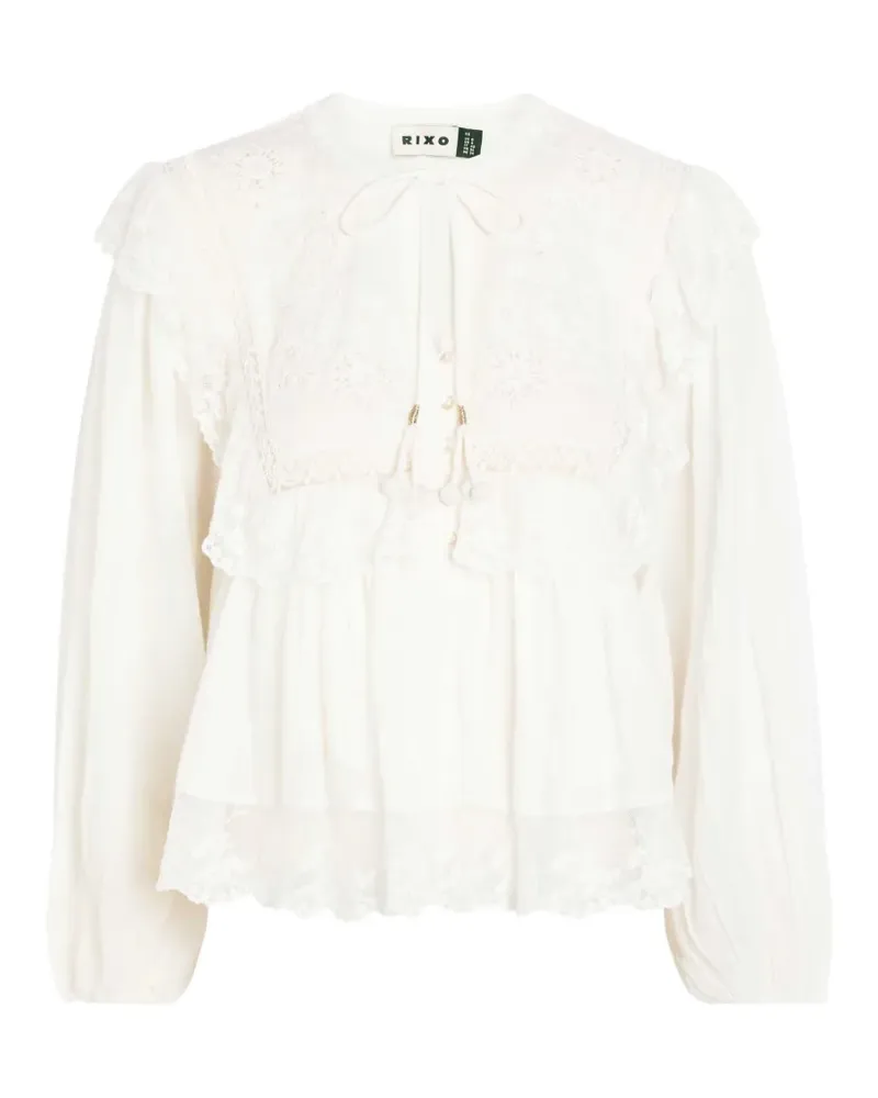 RIXO Lilly embroidered ruffled blouse - Nude Nude