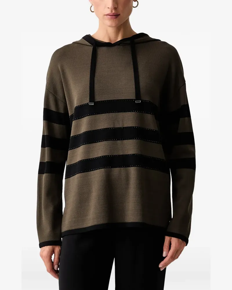 Joseph Ribkoff rhinestone-embellished striped hoodie - Braun Braun