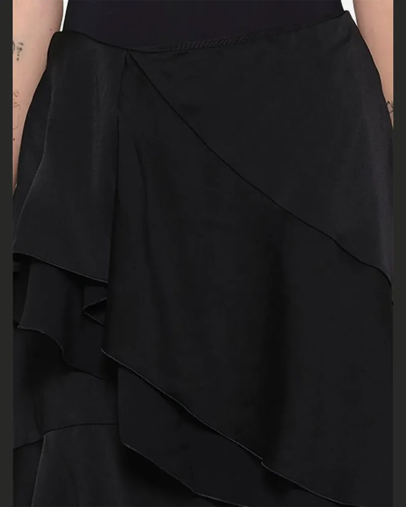 Lanvin ruffled asymmetric midi skirt - Schwarz Schwarz