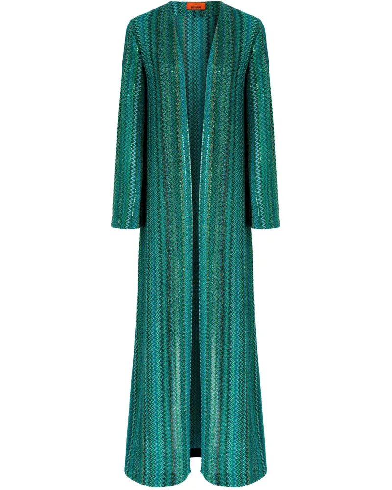 Missoni Strickmantel mit Zickzackmuster - Grün Grün