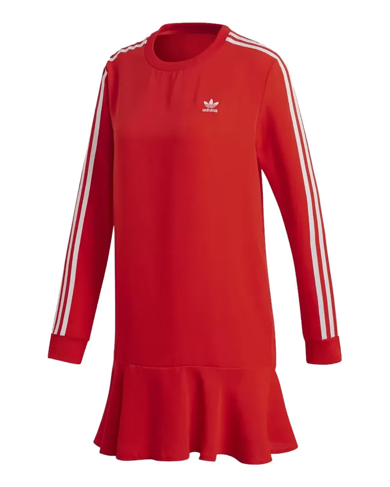 adidas 3-Stripe long-sleeve ruffled dress - Rot Rot