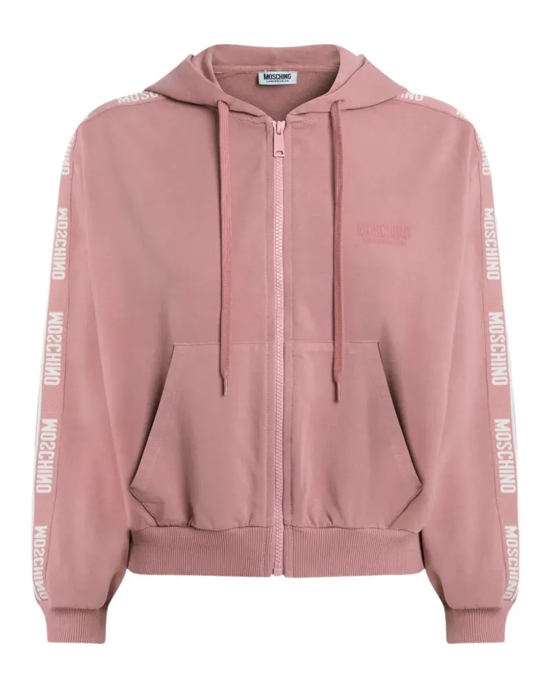 Moschino logo-tape zip-up hoodie - Rosa Rosa