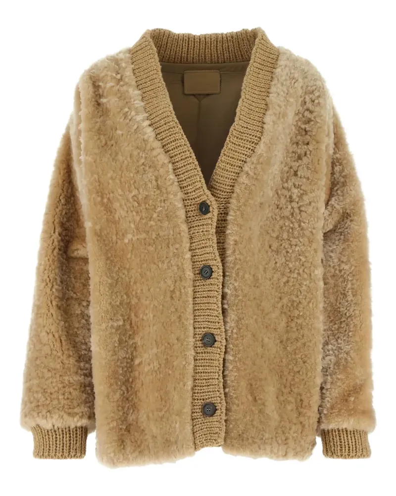 Prada Cardigan aus Shearling - Nude Nude