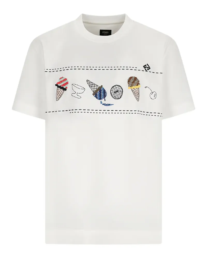 Fendi ice cream-embroidered T-shirt - Weiß Weiß
