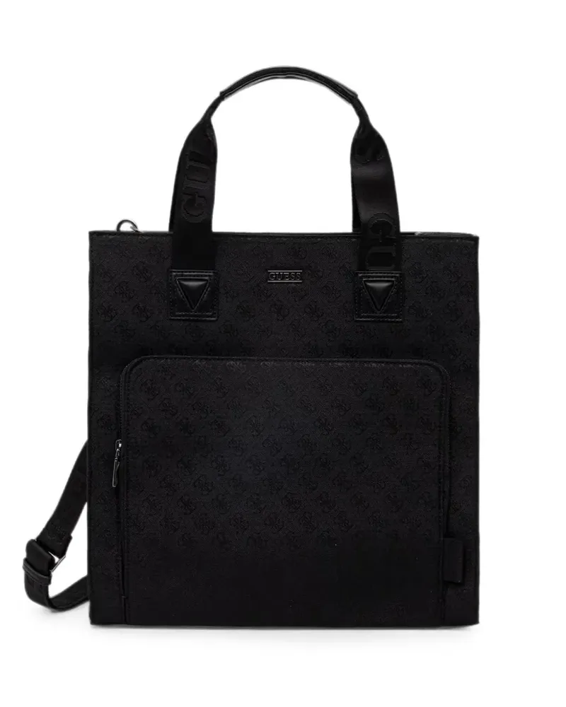 Guess monogram-pattern logo-strap tote bag - Schwarz Schwarz