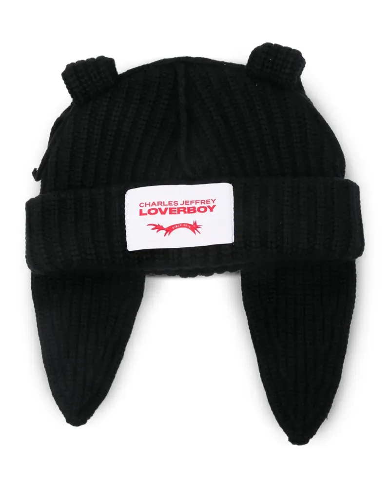 Charles Jeffrey Loverboy ears knitted beanies hat - Schwarz Schwarz
