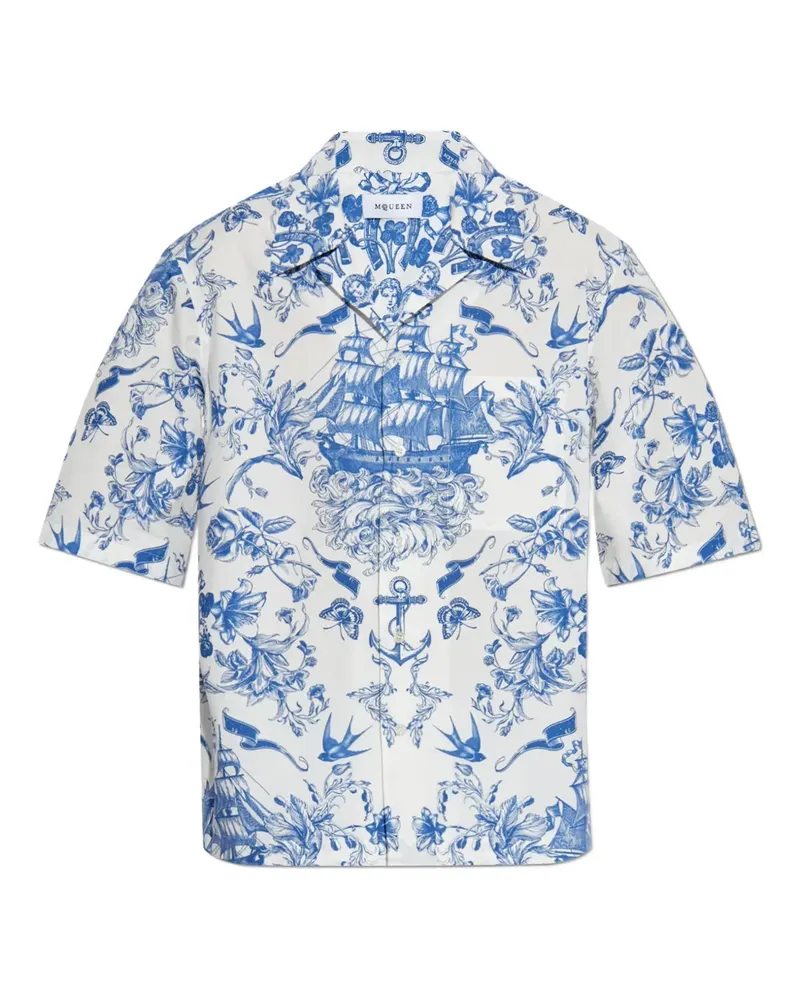 Alexander McQueen Hemd mit Blumen-Print - Blau Blau