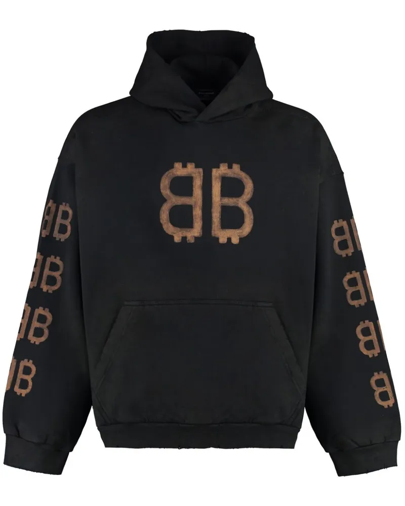Balenciaga Hoodie mit Crypto BB-Print - Schwarz Schwarz