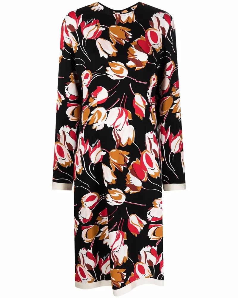 Marni Kleid mit abstraktem Print - Schwarz Schwarz