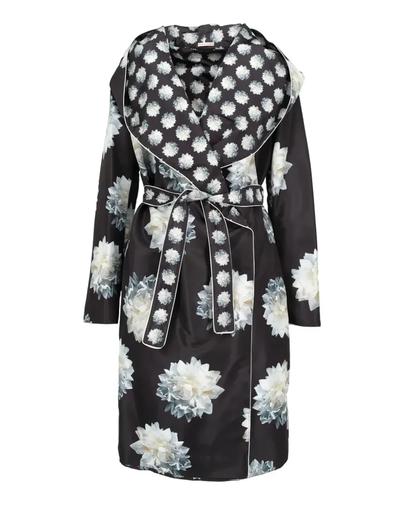 Max Mara floral-print belted coat - Schwarz Schwarz