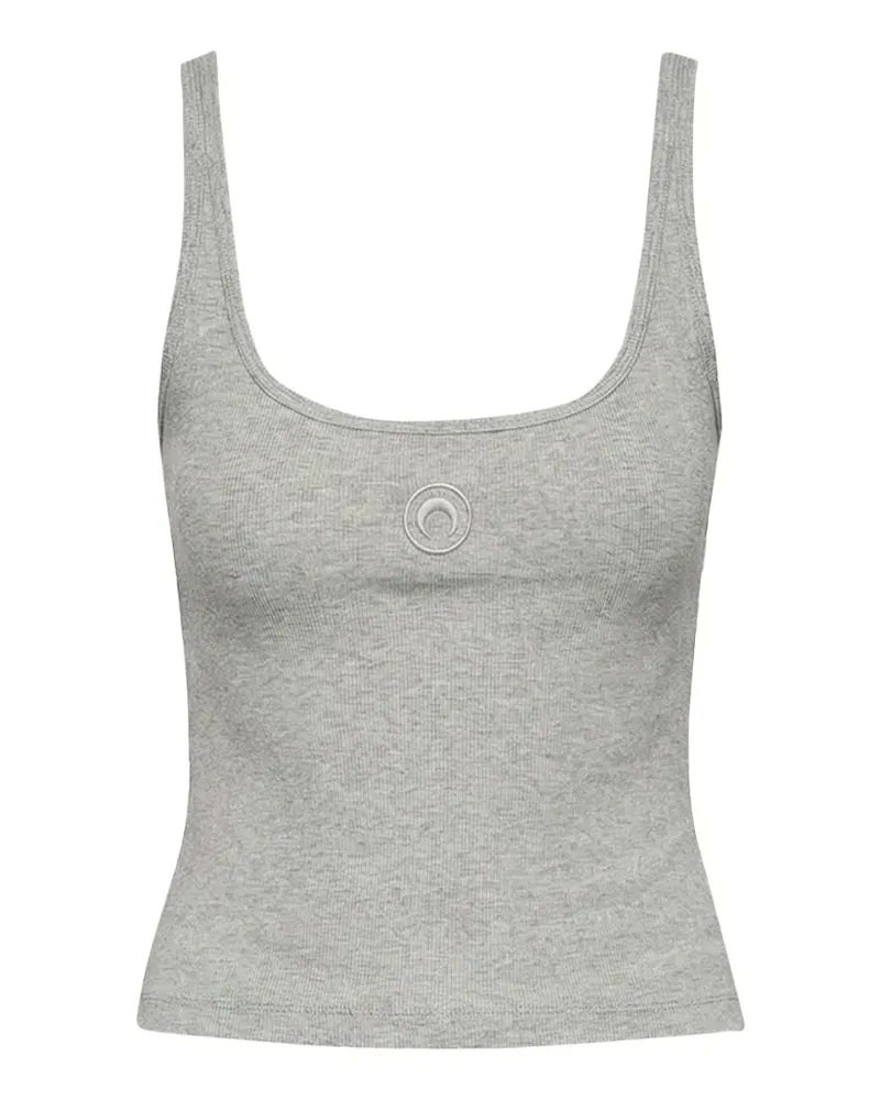 Marine Serre Geripptes Cropped-T-Shirt mit Mond-Logo - Grau Grau