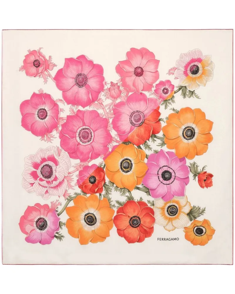 Ferragamo Seidenschal mit Anemonen-Print - Rosa Rosa
